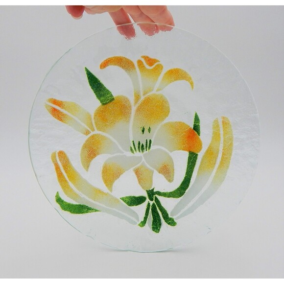 Sydenstricker Fused Glass Daffodil Salad Plate 8-3/4 Inch Yellow Green - Picture 6 of 7